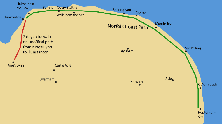 North Norfolk Coast path with map